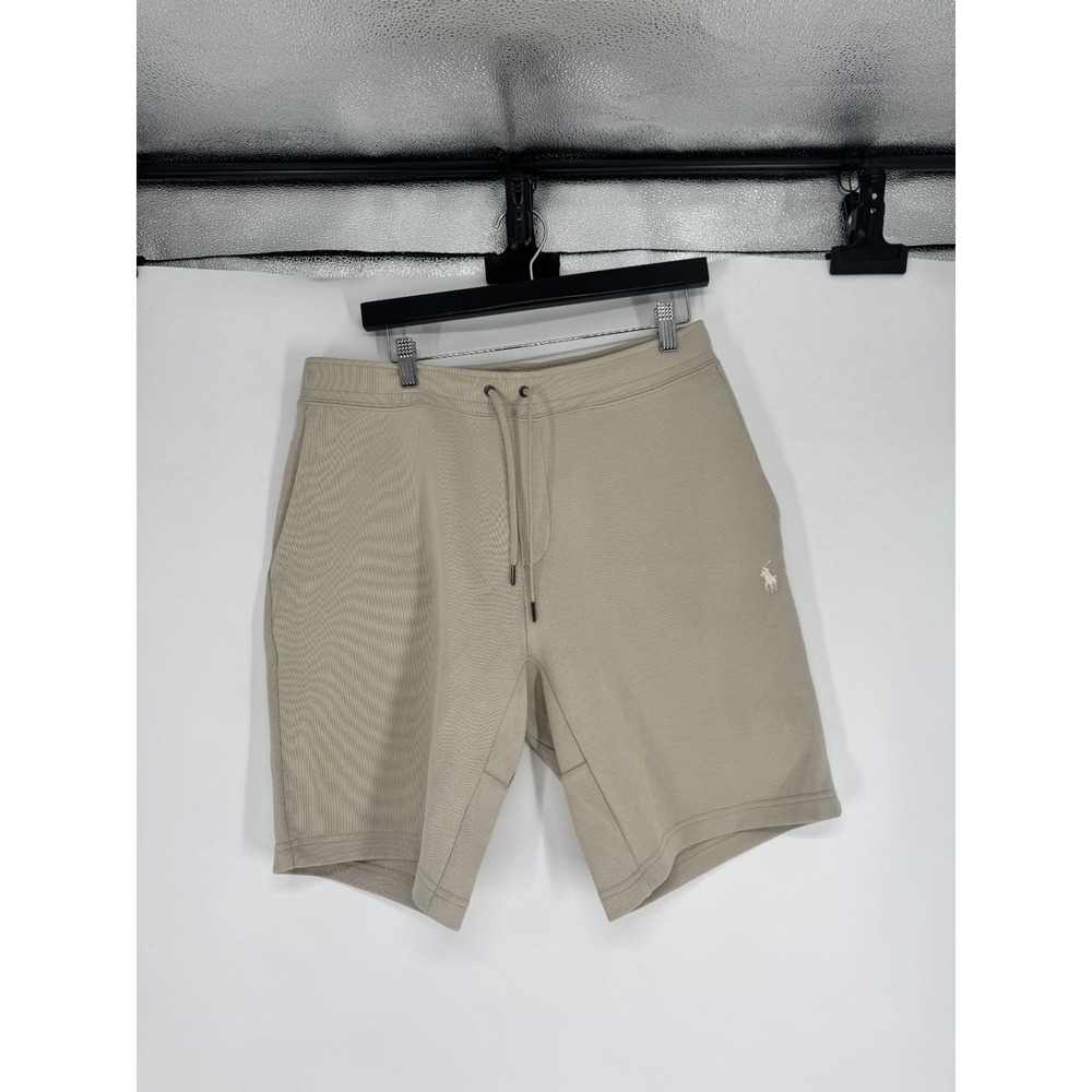 Polo Ralph Lauren Double Knit Sweat Shorts Mens Medium Beige Khaki White Pony